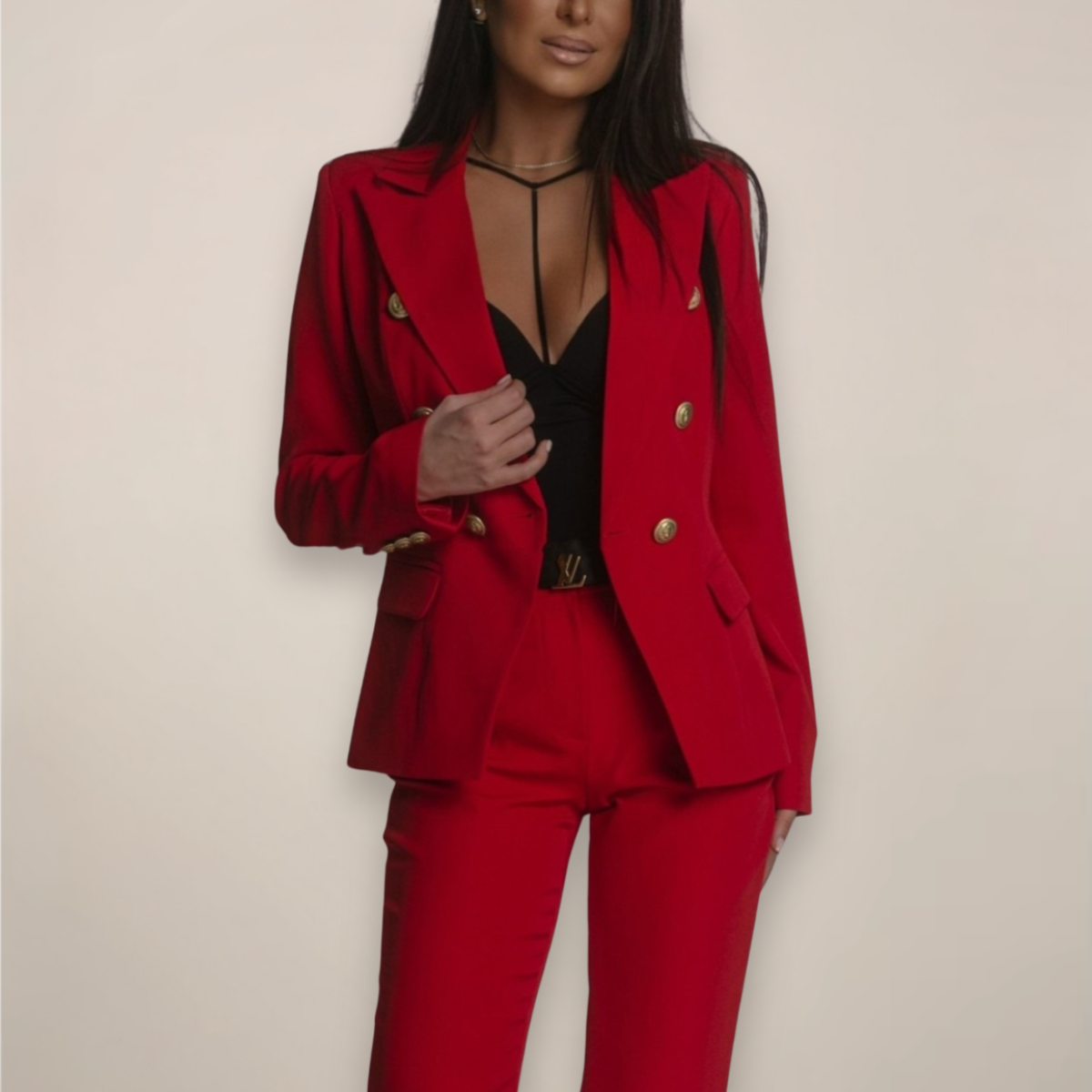 Ensemble blazer ajusté croisé pour femme