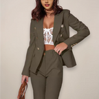 Ensemble blazer ajusté croisé pour femme
