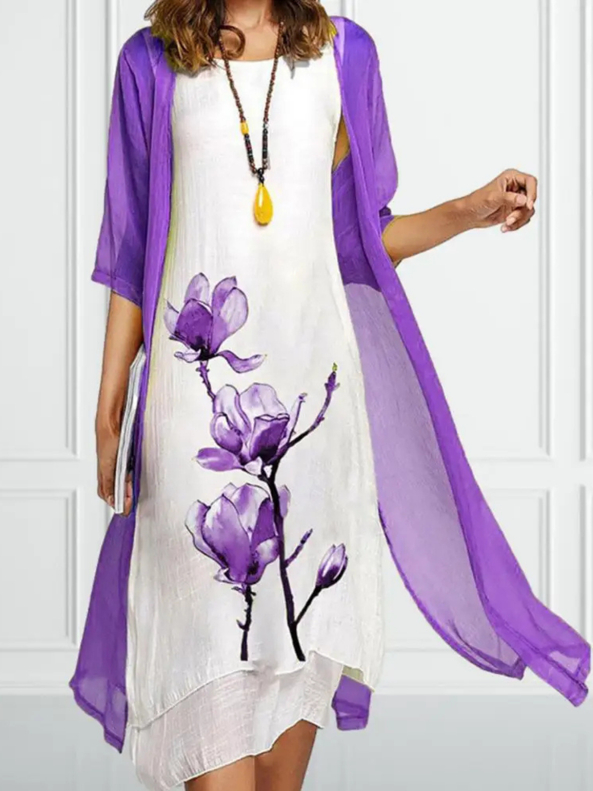Ensemble robe midi fleurie pour femme