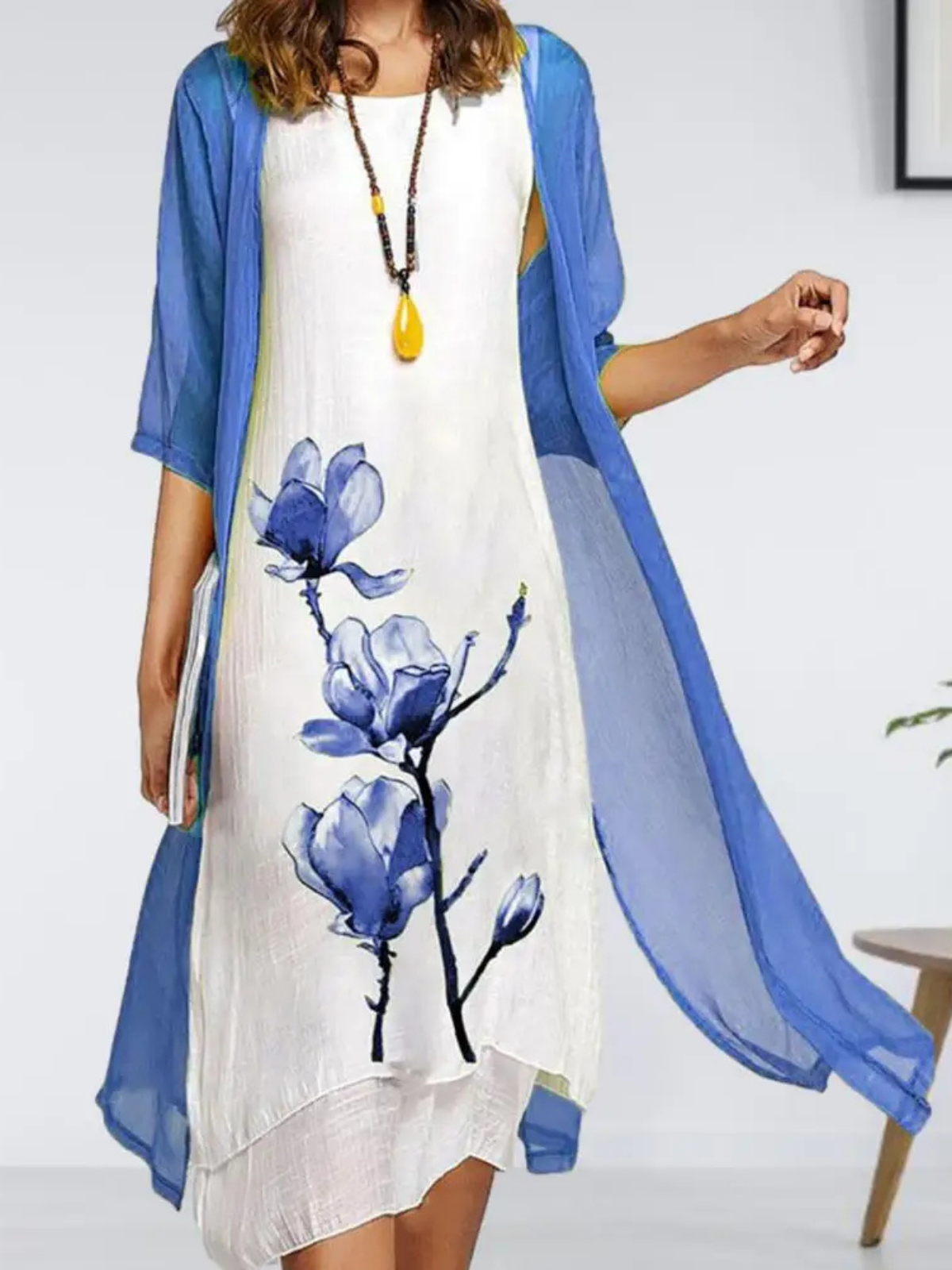 Ensemble robe midi fleurie pour femme