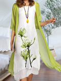 Damen-Midi-Kleidungsset mit Blumenmuster