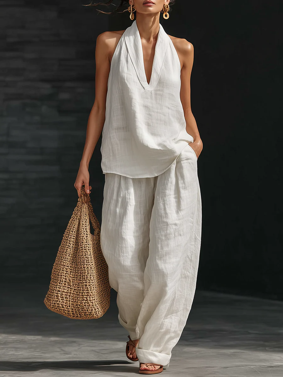 Women’s Halter Neck Wide Leg Pants Set