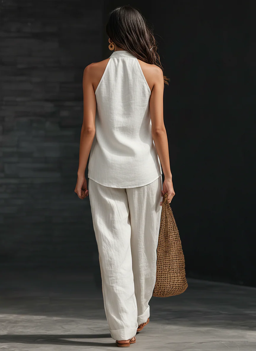 Women’s Halter Neck Wide Leg Pants Set