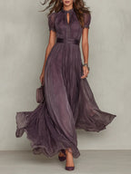 Women's Flowing Textured Maxi Dress with Lightweight Elegant Silhouette