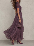 Women's Flowing Textured Maxi Dress with Lightweight Elegant Silhouette