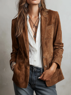 Women's Vintage-Style Blazer with Patch Pockets