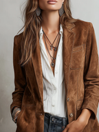 Women's Vintage-Style Blazer with Patch Pockets