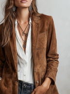 Women's Vintage-Style Blazer with Patch Pockets