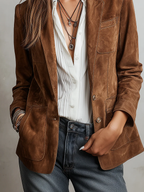 Women's Vintage-Style Blazer with Patch Pockets