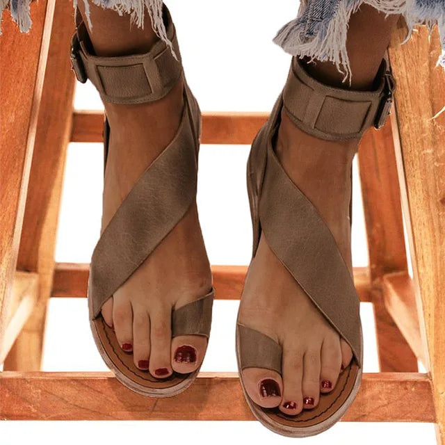 Damen-Wickelsandalen mit verstellbarem Knöchelriemen für den täglichen Sommergebrauch