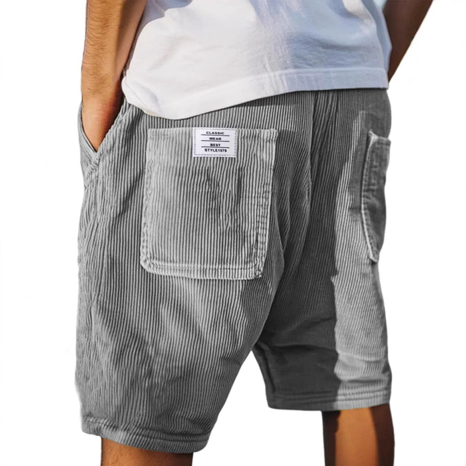 Men's Corduroy Shorts with Relaxed Fit for Casual Summer Styling