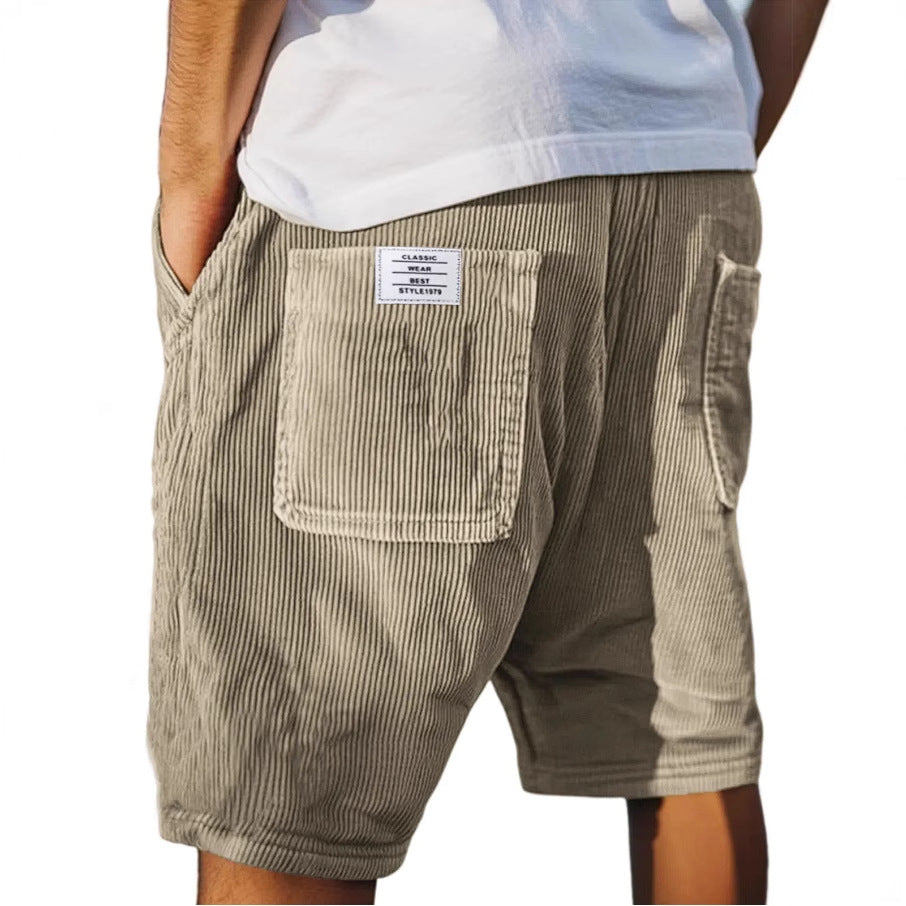 Men's Corduroy Shorts with Relaxed Fit for Casual Summer Styling