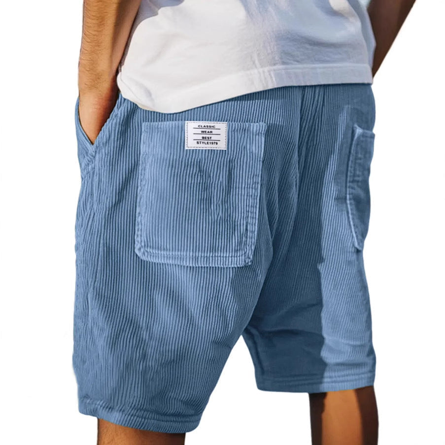 Men's Corduroy Shorts with Relaxed Fit for Casual Summer Styling