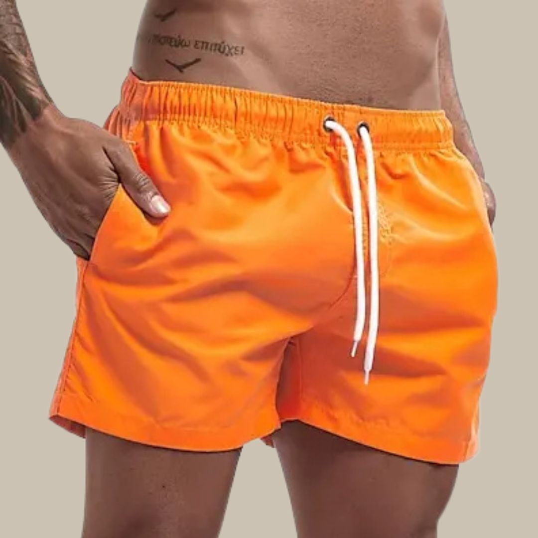 Men's Quick-Dry Swim Shorts with Drawstring Waist and Relaxed Fit