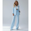 Women's Two-Piece Trouser Suit with Double-Breasted Blazer for Smart Wear