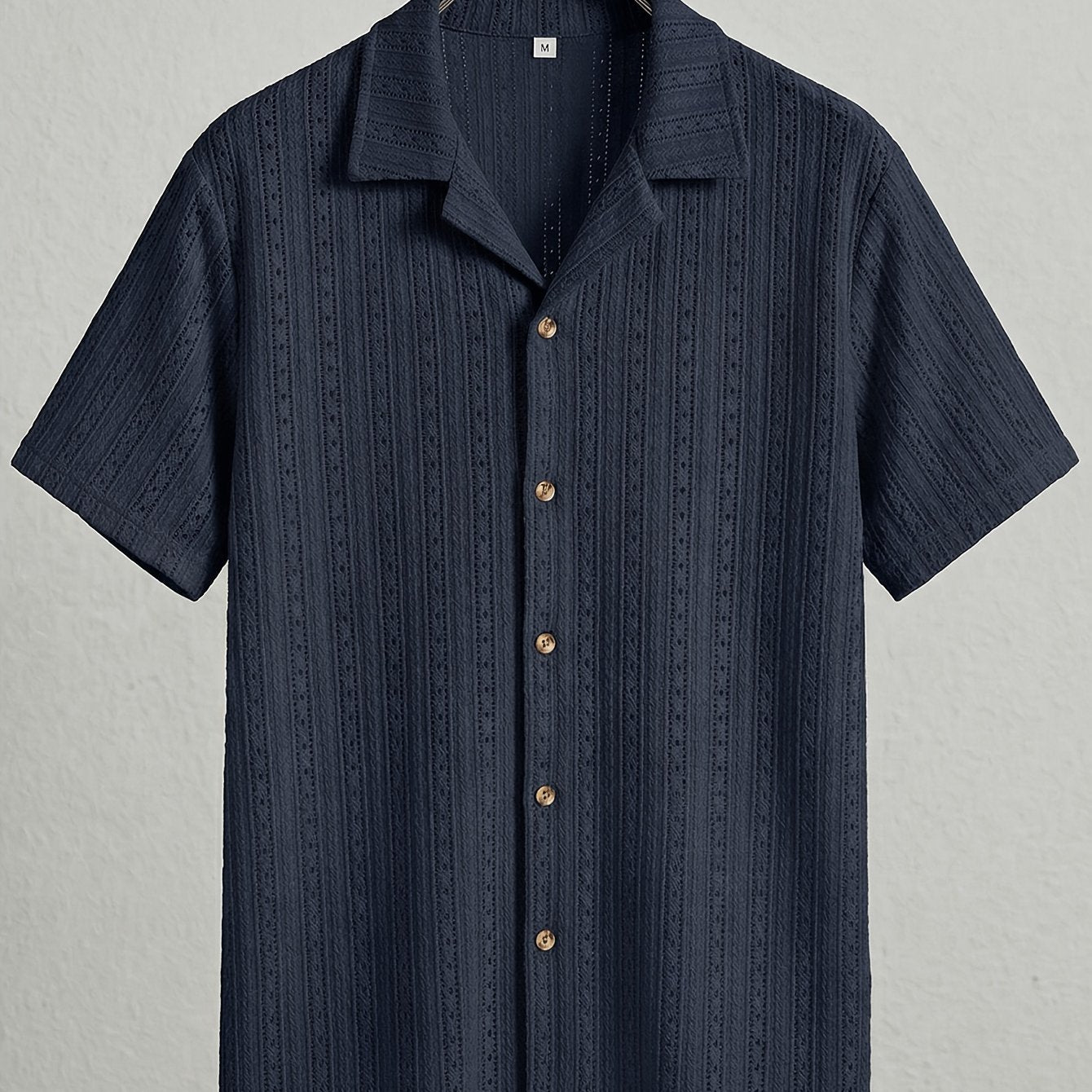 Men's Textured Open Knit Button-Up Resort Shirt