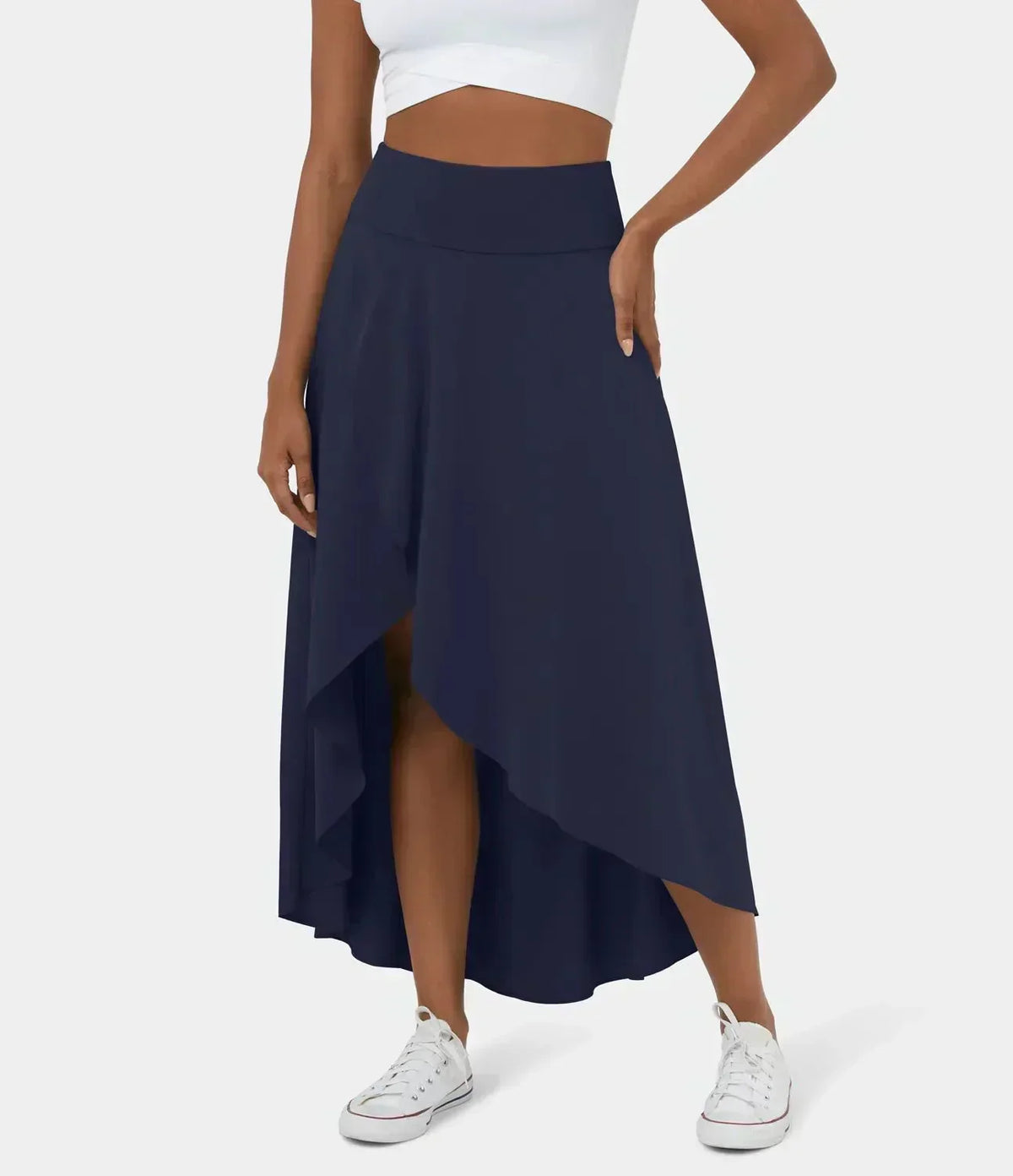 Jupe longue fluide taille haute pour femme