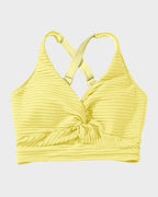 Damen-Rippen-Bikini-Set mit gedrehtem Oberteil und hochgeschnittenem Slip
