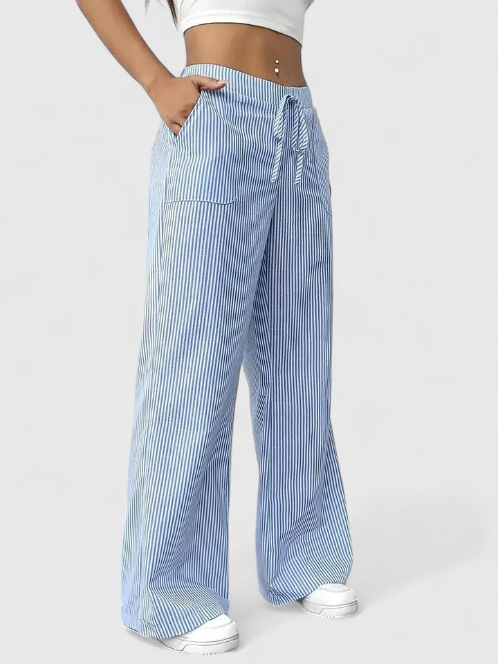 Women's Striped Wide Leg Trousers