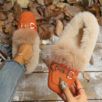 Mules chaussons pour femme bordés de fausse fourrure