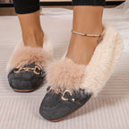 Mules chaussons pour femme bordés de fausse fourrure