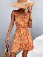 Women's Floral Surplice Mini Dress