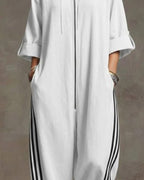 Damen-Jumpsuit mit Reißverschluss vorne und lockerem Jogger-Stil