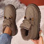 Dames vatterede slip-on-sko med imiteret pelsfor