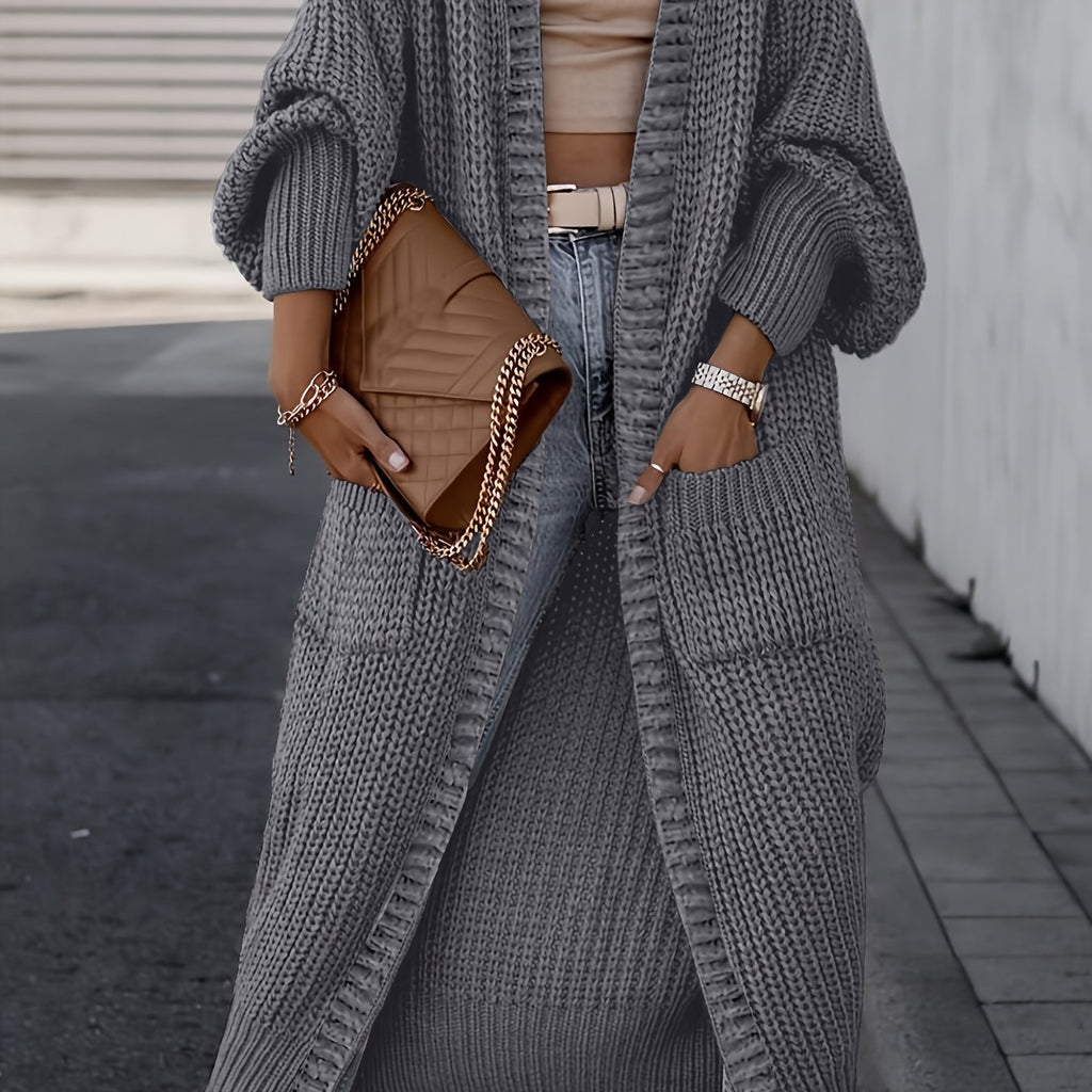 Women’s Longline Open-Front Knit Cardigan