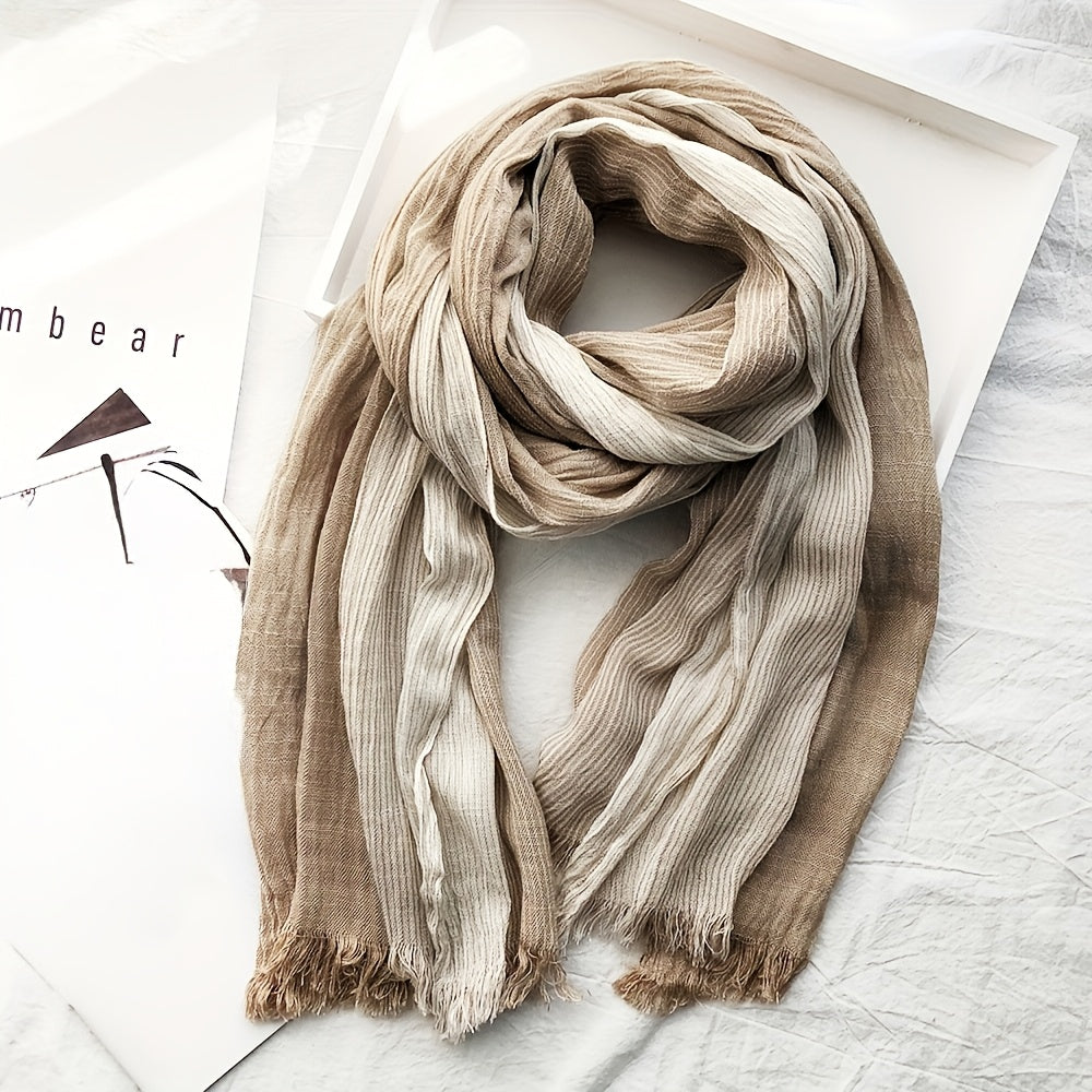Men’s Two-Tone Textured Fringed Scarf