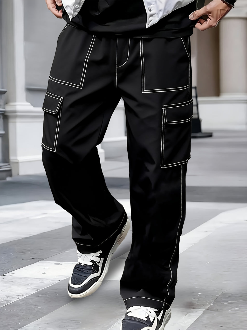 Men's Contrast Stitch Cargo Trousers