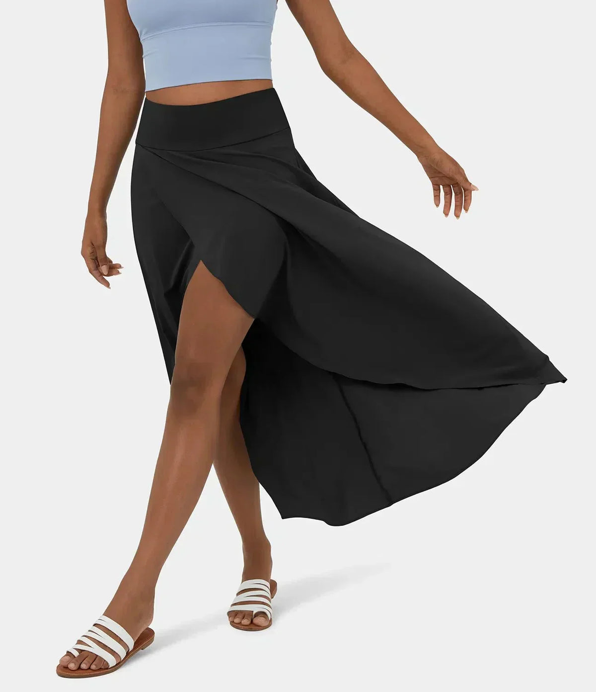 Jupe longue fluide taille haute pour femme