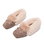 Mules chaussons pour femme bordés de fausse fourrure