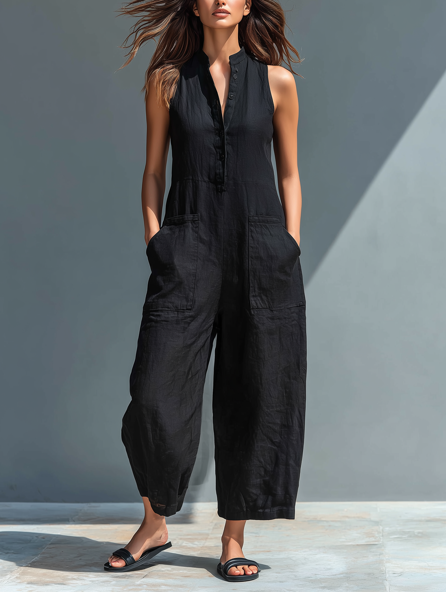 Utility-Jumpsuit für Damen mit weitem Bein