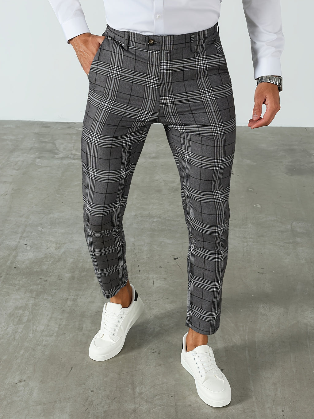 Herren-Slim-Fit-Hose mit Karomuster