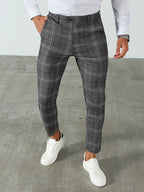 Herren-Slim-Fit-Hose mit Karomuster
