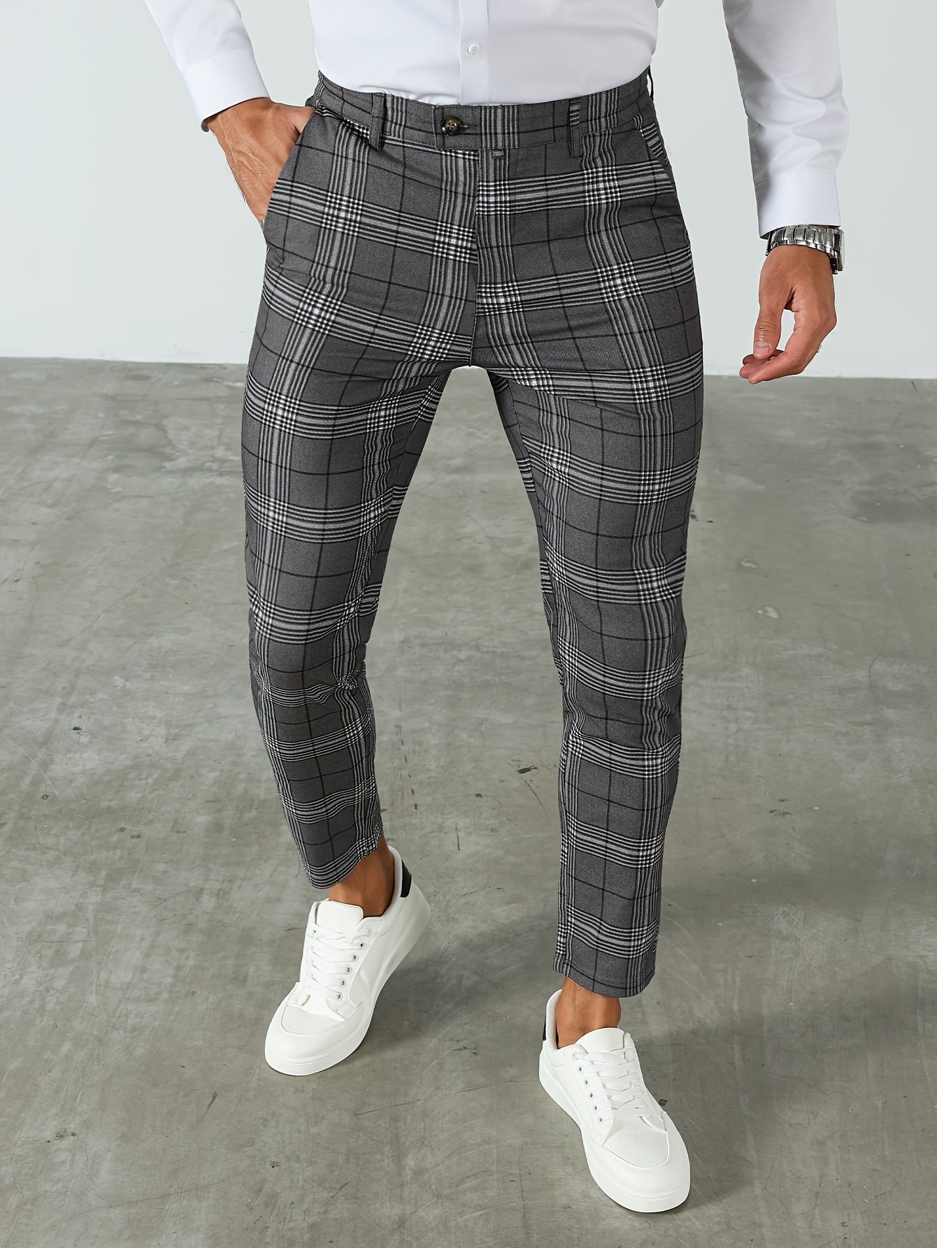Herren-Slim-Fit-Hose mit Karomuster