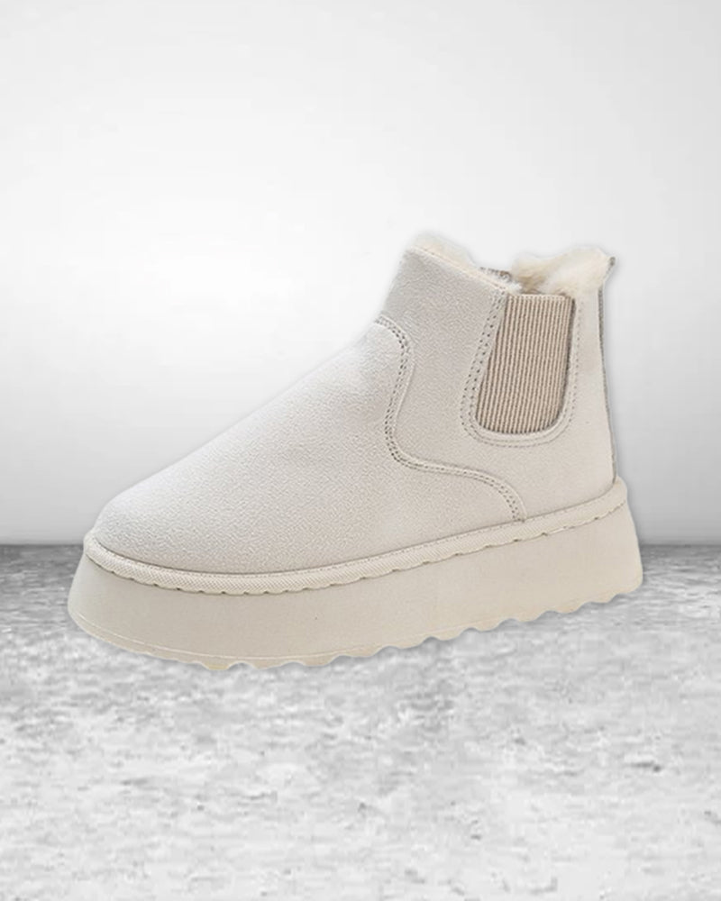 Bottines Chelsea compensées pour femmes, doublées en fausse fourrure