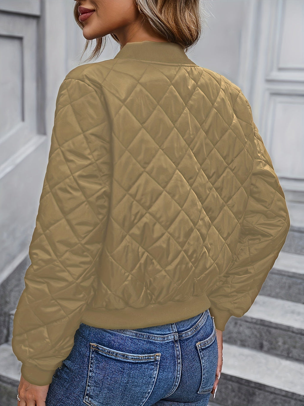 Chaqueta bomber acolchada de diamante para mujer