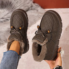 Dames vatterede slip-on-sko med imiteret pelsfor