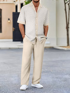 Men's Geometric Button-Up Shirt & Trousers Set