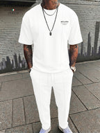 Men's Textured Relaxed T-Shirt & Trousers Set