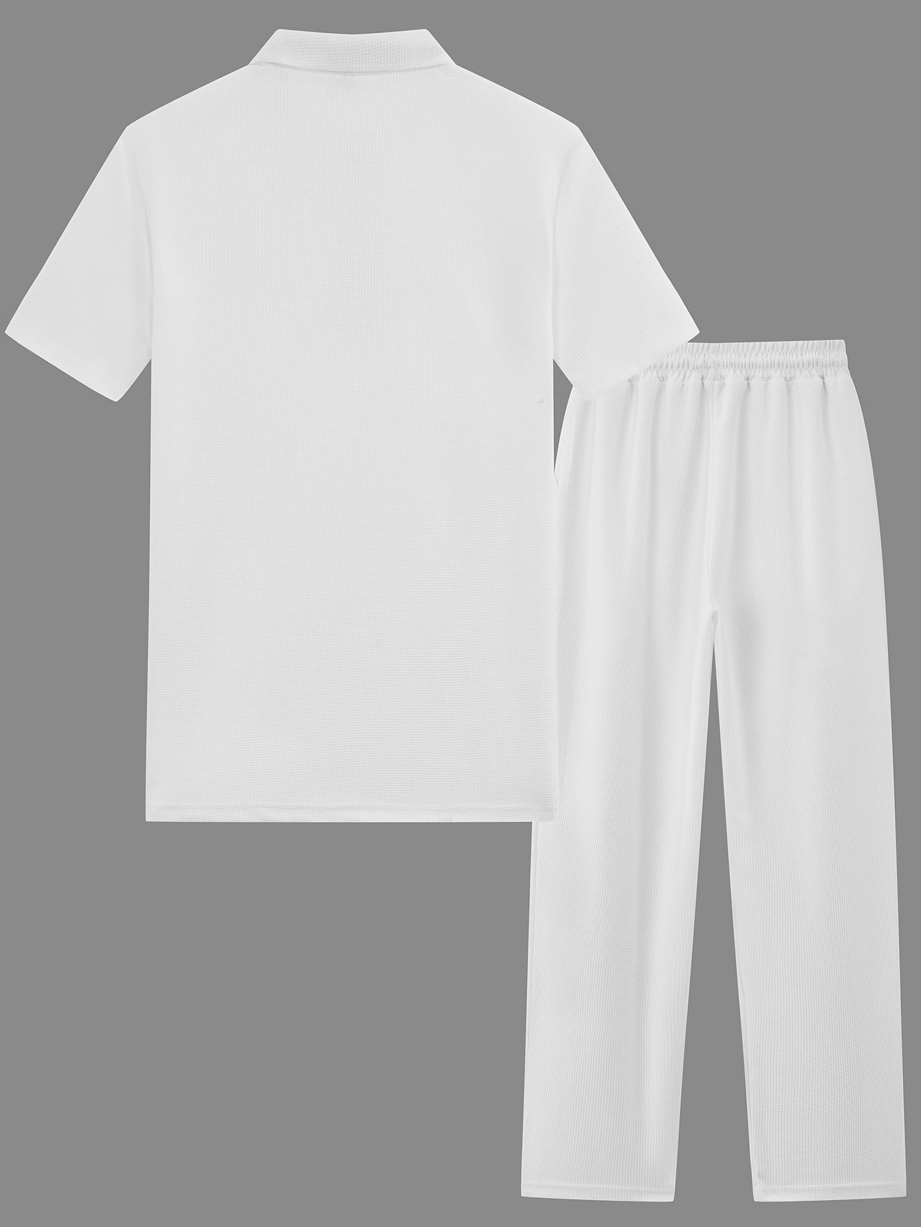 Men's Textured Half-Zip Polo & Trousers Set