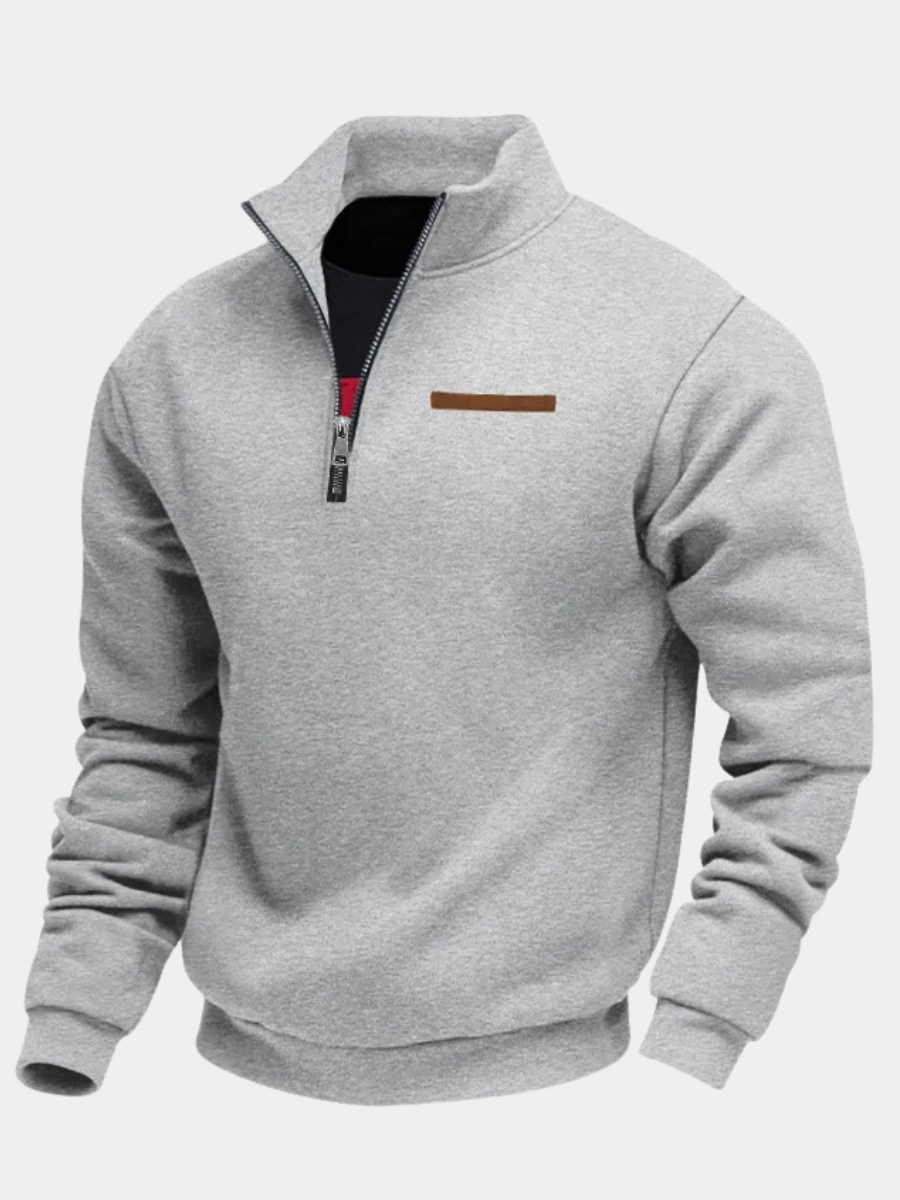 Sweatshirt til mænd med kvart lynlås