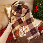 Women’s Heart Plaid Fringed Winter Scarf