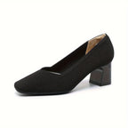 Women's Ribbed Block Heel Pumps