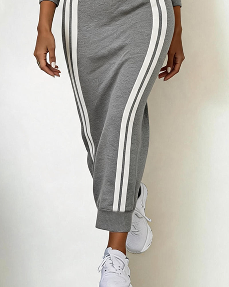 Women’s Contrast Stripe Zip Midi Dress