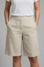 Women's Casual Bermuda Shorts with Side Pockets and Relaxed Fit