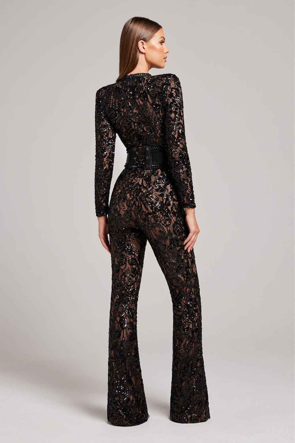 Damen Spitzen-Jumpsuit mit figurbetonter Silhouette für elegante Abendgarderobe