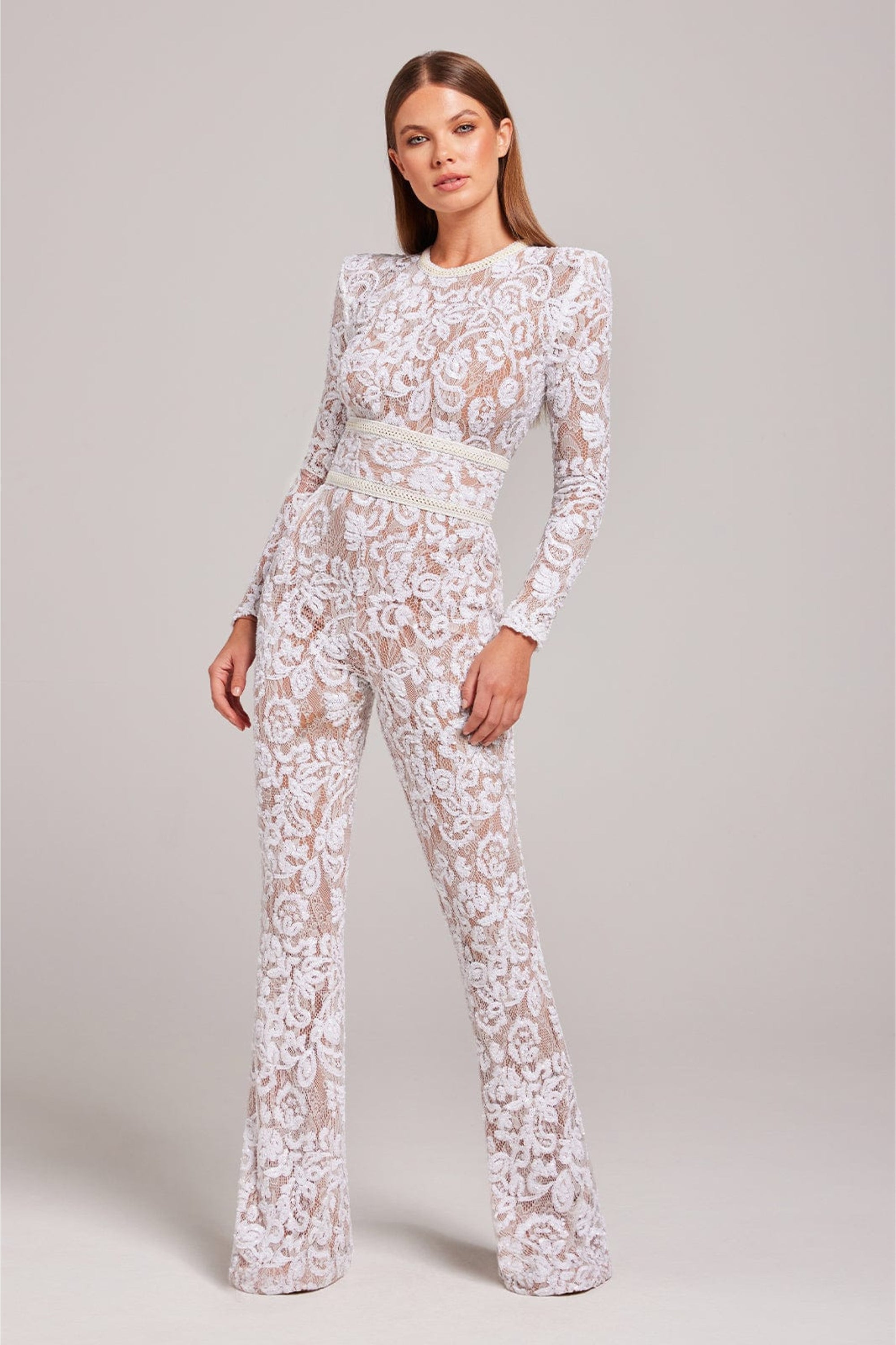 Damen Spitzen-Jumpsuit mit figurbetonter Silhouette für elegante Abendgarderobe